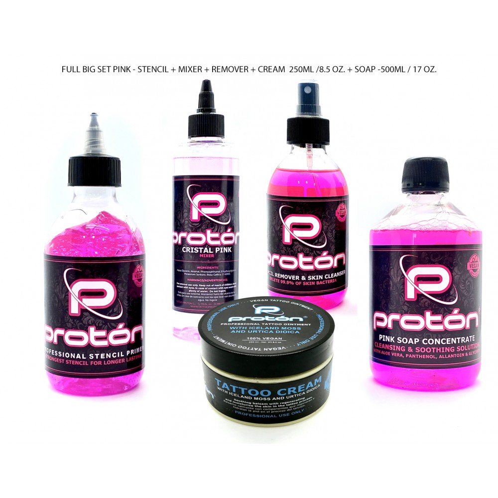 Full Big Set Rosa - Stencil + Mixer + Cream + Remover - 250ml / 8.5 Oz. + Soap 500ml / 17 Oz